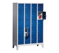 C + P Möbelsysteme C+P Armoire à casiers Classic sur pieds, 20 casiers, H1850×I1190×P500 mm, façade bleu gentiane, corps gris clair Quantité:1