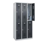 C + P Möbelsysteme C+P Armoire à casiers double étage Base PLUS, 6 compartiments, 1850x900x500mm, 7035/7016 Quantité:1
