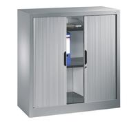 C + P Möbelsysteme C+P Armoire à dossiers Omnispace avec volet roulant, 2 hauteurs de dossiers, H1030xL1000xP420mm aluminium blanc Quantité:1