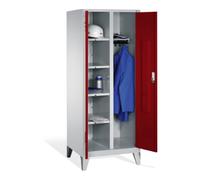 C + P Möbelsysteme C+P Armoire à linge Classic sur pieds, 2 compartiments, H1850×I810×P500mm, façade ru orps gris clair Quantité:1