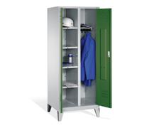C + P Möbelsysteme C+P Armoire à linge Classic sur pieds, 2 compartiments, H1850×I810×P500mm, façade vert réséda, corps gris clair Quantité:1