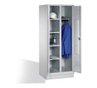 C + P Möbelsysteme C+P Armoire à linge Classic sur socle, 2 compartiments, H1850 × I810 × P500 mm, façade gris clair, corps gris clair Quantité:1