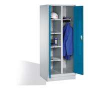 C + P Möbelsysteme C+P Armoire à linge Classic sur socle, 2 compartiments, H1850×I810×P500mm, façade bleu clair, corps gris clair Quantité:1
