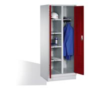 C + P Möbelsysteme C+P Armoire à linge Classic sur socle, 2 compartiments, H1850xL810xP500mm Avant Rouge rubis corps Gris clair Quantité:1