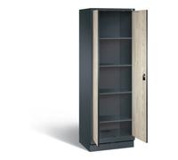 C + P Möbelsysteme C+P Armoire à linge Evolo, H1800×I610×P500 mm, façade décor frêne Sen, corps anthracite gris (48222-20B) Quantité:1