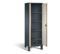 C + P Möbelsysteme C+P Armoire à linge Evolo, H1850xI610xP500mm, façade décor frêne Sen, corps anthracite (48212-20B) Quantité:1