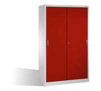 C + P Möbelsysteme C+P Armoire à outils robuste avec portes coulissantes, 4 étagères, H1950xL1200xP500mm Avant Rouge ru orps gris clair Quantité:1
