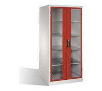C + P Möbelsysteme C+P Armoire à outils XXL avec portes battantes à fenêtre, 4 étagères intérieures, H1950xL930xP800mm Face ru orps gris clair Quantité:1