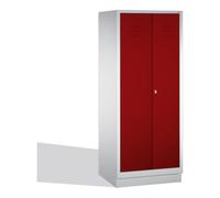 C + P Möbelsysteme C+P Armoire à produits de nettoyage Classic sur socle, 2 compartiments, H1850×I810×P500mm, façade ru orps gris clair Quantité:1