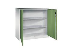 C + P Möbelsysteme C+P Armoire d'appoint d'atelier avec portes battantes 1200 x 1200 x 500 mm Gris clair/vert reseda