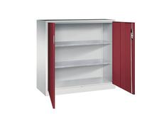 C + P Möbelsysteme C+P Armoire d'appoint d'atelier avec portes battantes 1200 x 1200 x 500 mm Gris clair/rouge rubis