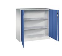 C + P Möbelsysteme C+P Armoire d'appoint d'atelier avec portes battantes 1200 x 1200 x 500 mm Gris clair/bleu gentiane