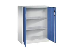C + P Möbelsysteme C+P Armoire d'appoint d'atelier avec portes battantes 1200 x 930 x 500 mm Gris clair/bleu gentiane