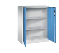 C + P Möbelsysteme C+P Armoire d'appoint d'atelier avec portes battantes 1200 x 930 x 500 mm Gris clair/bleu clair