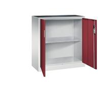 C + P Möbelsysteme C+P Armoire d'appoint d'atelier avec portes battantes, largeur x profondeur 930 x 400 mm, gris clair/rouge rubis