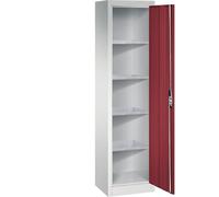 C + P Möbelsysteme Armoire à outils C+P avec porte battante, 4 tablettes intérieures, H1950xL500xP400mm Façade rouge rubis Corps gris clair Quantité:1