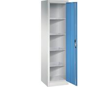 C + P Möbelsysteme Armoire à outils C+P avec porte battante, 4 tablettes intérieures, H1950xL500xP500mm Façade bleu clair Corps gris clair Quantité:1