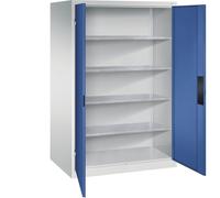 C + P Möbelsysteme C+P Armoire d'atelier pour charges lourdes, largeur 1200 mm, profondeur 800 mm, porte bleu gentiane