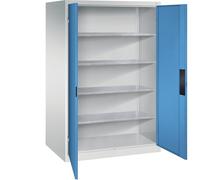 C + P Möbelsysteme C+P Armoire d'atelier pour charges lourdes, largeur 1200 mm, profondeur 800 mm, porte bleu clair