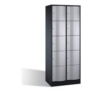 C + P Möbelsysteme C+P Armoire de rangement Resisto, 10 compartiments, H1950xL770xP540mm Avant Corps en aluminium blanc Corps en aluminium noir gris noir Quantité:1