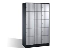 C + P Möbelsysteme C+P Armoire de rangement Resisto, 15 compartiments, H1950xL1150xP540mm Avant Corps en aluminium blanc Corps en aluminium noir gris noir Quantité:1