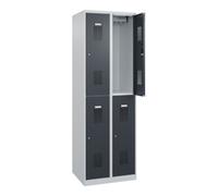 C + P Möbelsysteme C+P Armoire double étage Basis PLUS, 4 casiers, 1850x600x500mm, 7035/7016 Quantité:1