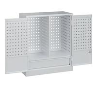C + P Möbelsysteme C+P Armoire murale d'atelier avec parois perforées, tiroir, 800 x 700 x 300 mm, gris clair