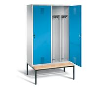 C + P Möbelsysteme C+P Armoire noire et blanche Evolo, H2090×I1190×P500 mm, façade bleu clair, corps gris clair, châssis gris noir (48250-40) Quantité:1