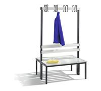 C + P Möbelsysteme C+P Banc d'armoire double face Basic, H1650xL1000xP756mm Couleur Bandes d'assise Gris clair Couleur Gris clair Cadre noir gris noir Quantité:1