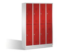 C + P Möbelsysteme C+P Casier double Classic sur socle, 8 compartiments, H1800×I1190×P500 mm, façade rubis rouge, corps gris clair Quantité:1