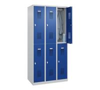 C + P Möbelsysteme C+P Casier double étage Base PLUS, 6 compartiments, 1850x900x500mm, 7035/5010 Quantité:1