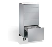 C + P Möbelsysteme C+P Catering-Caddy Asisto avec collecteur de déchets, H1150xW500xD600mm aluminium blanc Quantité:1