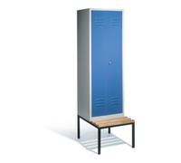 C + P Möbelsysteme C+P Doppelspind Classic avec banc, 2 compartiments, H2090×I610×P500/815mm façade bleu clair corps gris clair Quantité:1