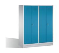 C + P Möbelsysteme C+P Double broche Classic sur socle, 4 compartiments, H1800×I1590×P500 mm, face bleu clair, corps gris clair Quantité:1