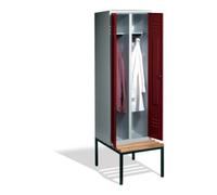 C + P Möbelsysteme C+P Double pupitre Classic avec banc, 2 compartiments, H2090×I610×P500/815mm, façade ru orps gris clair Quantité:1