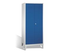 C + P Möbelsysteme C+P Double pupitre Classic sur pieds, 2 compartiments, H1850×I810×P500mm, façade bleu gentiane, corps gris clair Quantité:1