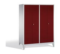 C + P Möbelsysteme C+P Double pupitre Classic sur pieds, 4 compartiments, H1850×I1590×P500mm Face ru orps gris clair Quantité:1