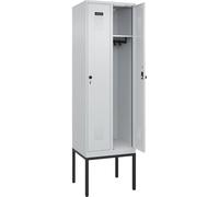 C + P Möbelsysteme C+P - Spind Evolo Plus - 2 compartiments - Gris clair - L 600 mm - Avec pieds étroits - Verrou rotatif