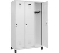 C + P Möbelsysteme C+P - Spind Evolo Plus - 3 compartiments - Blanc signalisation - L 1200 mm - Avec pieds larges - Verrou rotatif