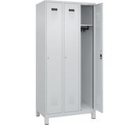 C + P Möbelsysteme C+P - Spind Evolo Plus - 3 compartiments - Gris clair - L 900 mm - Avec pieds larges - Serrure à cylindre