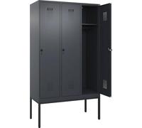 C + P Möbelsysteme C+P - Spind Evolo Plus - 3 compartiments - Gris - Largeur : 1200 mm - Avec pieds étroits - Verrou rotatif
