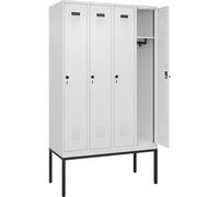 C + P Möbelsysteme C+P - Spind Evolo Plus - 4 compartiments - Blanc signalisation - L 1200 mm - Avec pieds étroits - Verrou rotatif