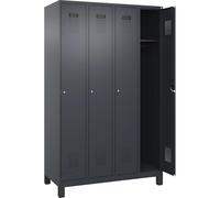 C + P Möbelsysteme C+P - Spind Evolo Plus - 4 compartiments - Gris - Largeur : 1200 mm - Avec pieds larges - Serrure à cylindre