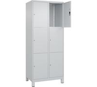 C + P Möbelsysteme C+P | Vestiaire à 3 casiers Classic Plus | 2 Compartiments | Gris Clair | l 800 mm | 6 Cases | avec Pieds
