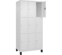 C + P Möbelsysteme C+P | Vestiaire à 3 casiers Classic Plus | 3 Compartiments | Blanc trafic | l 900 mm | 9 Cases | avec Pieds