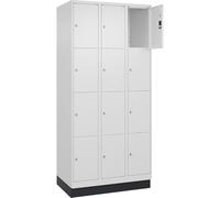C + P Möbelsysteme C+P | Vestiaire à 4 casiers Classic Plus | 3 Compartiments | Blanc trafic | l 900 mm | 12 Cases | avec Socle