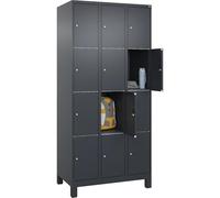 C + P Möbelsysteme C+P | Vestiaire à 4 casiers Classic Plus | 3 Compartiments | Gris | l 900 mm | 12 Cases | avec Pieds