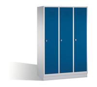 C + P Möbelsysteme C+P Vestiaire Classic sur socle, 3 compartiments, H1800×I1200×P500 mm, façade bleu gentiane, corps gris clair Quantité:1