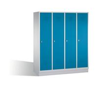 C + P Möbelsysteme C+P Vestiaire Classic sur socle, 4 compartiments, H1800×I1590×P500mm, façade bleu clair, corps gris clair Quantité:1