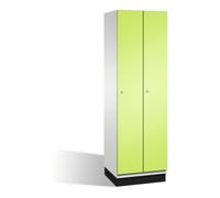 C + P Möbelsysteme Cabine à langer C+P Cambio sur socle, 2 compartiments, H1950xL600xP525mm avant viridian vert clair corps gris clair Quantité:1